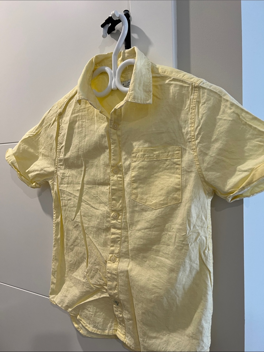 Zara Kids Short-Sleeve Button-Down linen Shirt in Light Yellow